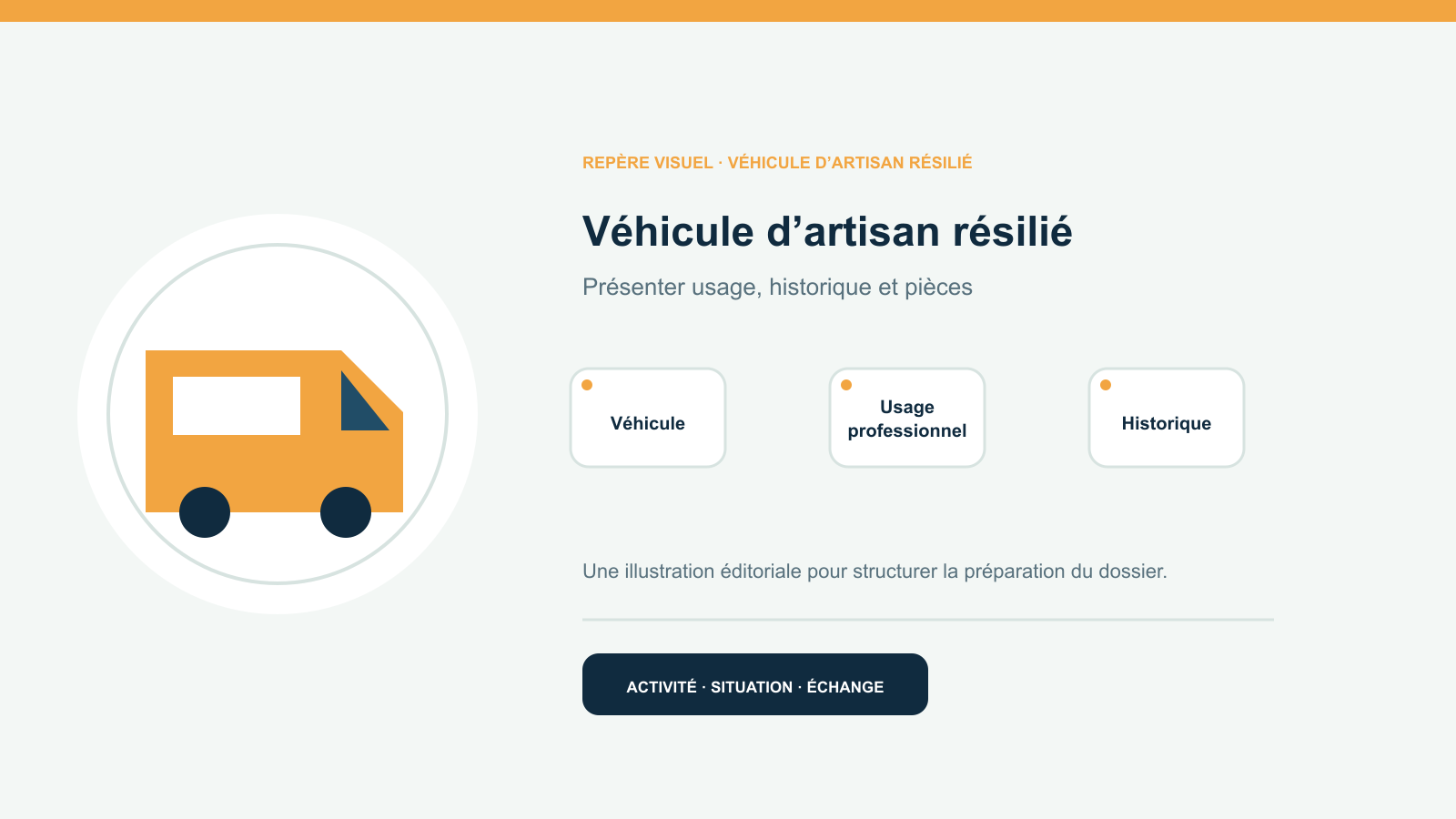 Illustration vectorielle originale représentant un véhicule d’artisan résilié et trois repères de préparation